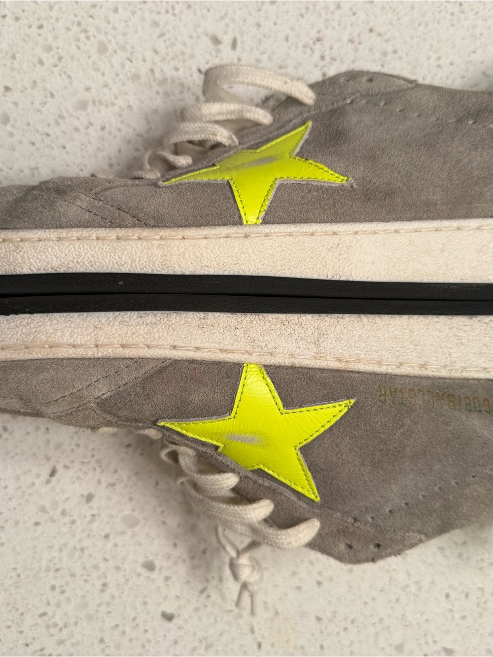 Golden Goose Ball Star Sneakers – Grey Suede / Neon Star - Picture 3 of 7